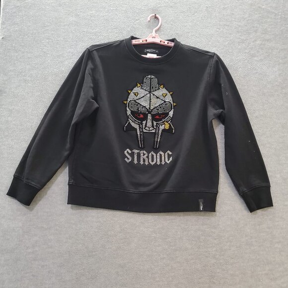 Roku Studio Women Sweatshirts 2XL Black Strong Mask Rhinestones Long Sleeve READ - Picture 1 of 12